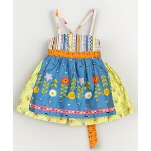 Matilda Jane Platinum Roots Ellie Halter Top Size 8 #4/5 Blue Green Floral Apron